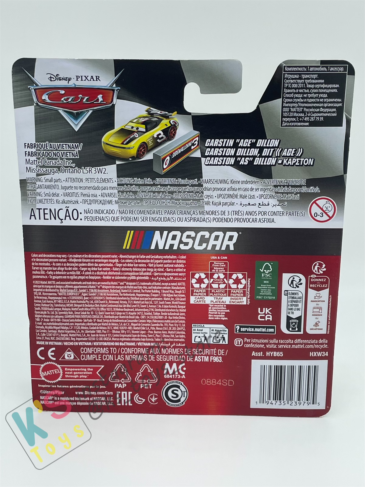 COMPLETE SET OF 6 CARS, 2024 NASCAR SERIES Disney Pixar Cars by MATTEL, LIGHTNING MCQUEEN, BUBBA WHEELHOUSE, RYAN "INSIDE" LANEY, GO GO LOGANO, WILLIAM BYREV, AND CARSTIN "ACE" DILLON - NASCAR SERIES - BNIP