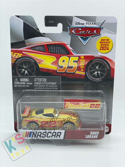 COMPLETE SET OF 6 CARS, 2024 NASCAR SERIES Disney Pixar Cars by MATTEL, LIGHTNING MCQUEEN, BUBBA WHEELHOUSE, RYAN "INSIDE" LANEY, GO GO LOGANO, WILLIAM BYREV, AND CARSTIN "ACE" DILLON - NASCAR SERIES - BNIP