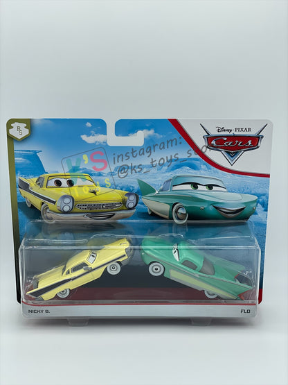 Disney Pixar Cars 1:55 by Mattel, 2-Pack Nicky B and Flo - Radiator Springs - BNIP