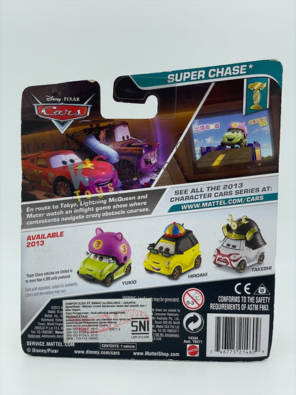 DISNEY PIXAR CARS BY MATTEL 1:55, BUNDLE OF 3 DISNEY CARS - YUKIO, HIROAKI AND TAKESHI - SUPER CHASE SERIES - BNIP