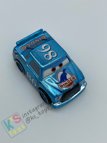 Loose Mini Racers Pixar Disney Cars, Metallic Dinoco Chick Hicks- Displayed Condition