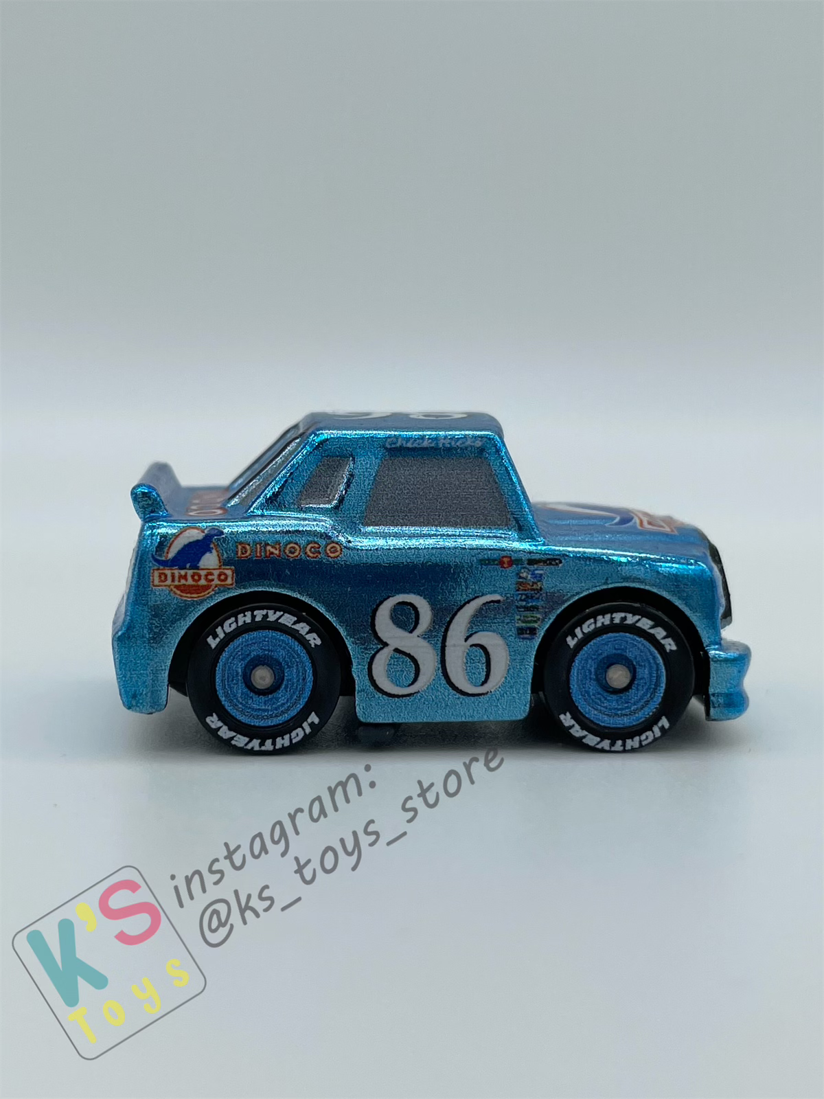 Loose Mini Racers Pixar Disney Cars, Metallic Dinoco Chick Hicks- Displayed Condition