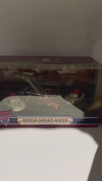 DISNEY PIXAR CARS BY MATTEL - EXCLUSIVE SDCC 2009 CARS TOON RESCUE SQUAD MATER 3-PACK GIFT SET "RESCUE SQUAD MATER, DALMATIAN MIA AND DALMATIAN TIA" - BNIB - READ DESCRIPTION!!!!